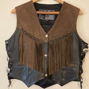 Leather Sheen Fringe Vest